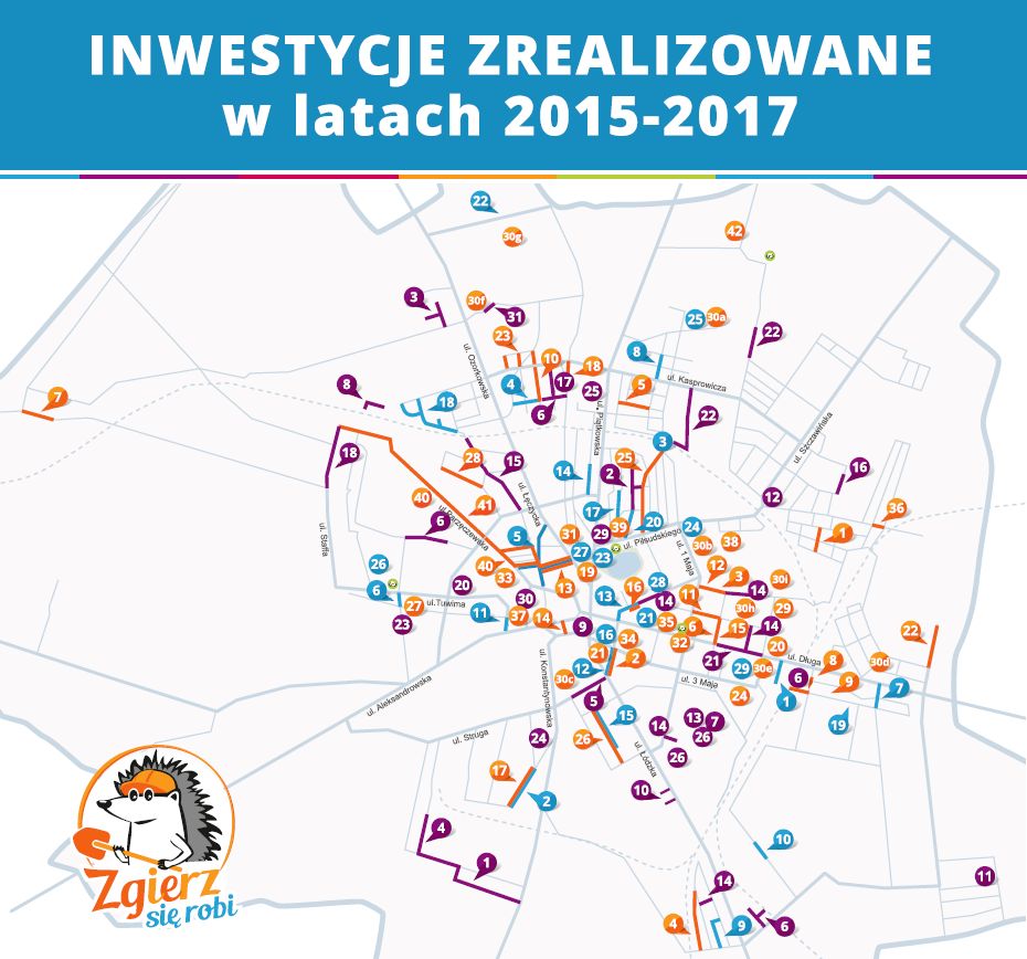 Inwestycje w mieście - mapa