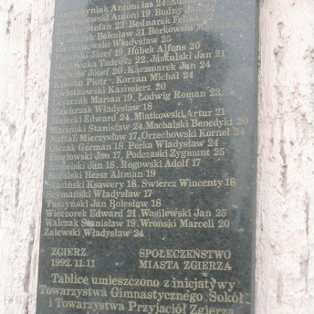 Ku czci zgierzan poległych w walkach w latach 1914-1920 - budynek Urzędu Miasta Zgierza (Plac Jana Pawła II 16) - zdjęcie 2002 r.