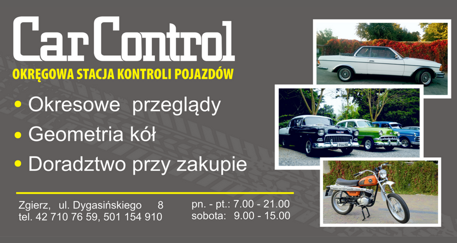 Obraz przedstawiający dane teleadresowe sponsora kina letniego - firma Car Control