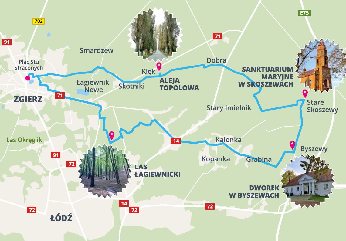 Trasa Zgierz - Łagiewniki - Byszewy - Stare Skoszewy - Klęk - Zgierz Trasa Zgierz - Łagiewniki - Byszewy - Stare Skoszewy - Klęk - Zgierz