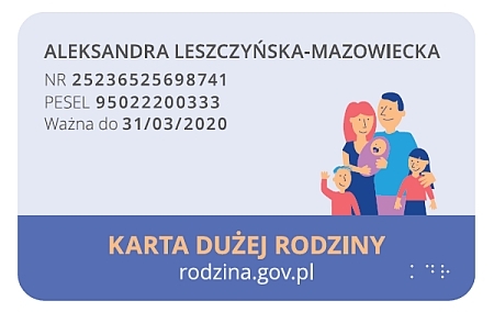 Karta dużej rodziny druga strona
