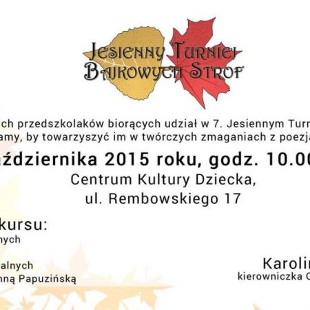 7. JESIENNY TURNIEJ BAJKOWYCH STROF - 22.10.2015 R.