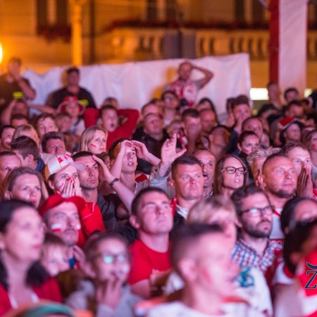 Zgierskie Kino Kibica podczas meczu Polska - Portugalia