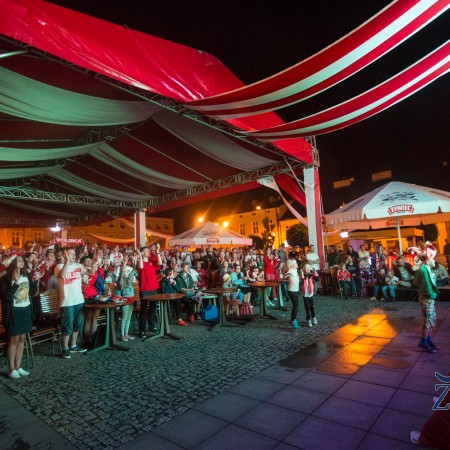 Zgierskie Kino Kibica podczas meczu Polska - Portugalia