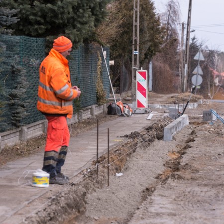 Widok ul. Trojańskiej trakcie inwestycji - 13.03.2018 r.