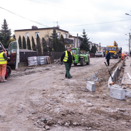 Widok ul. Trojańskiej trakcie inwestycji - 13.03.2018 r.