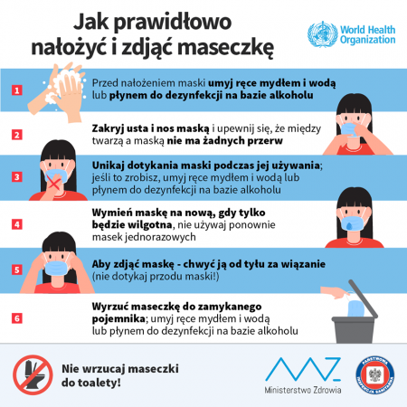 Instrukcja - Jak prawidłowo nałożyć i zdjąć maseczkę