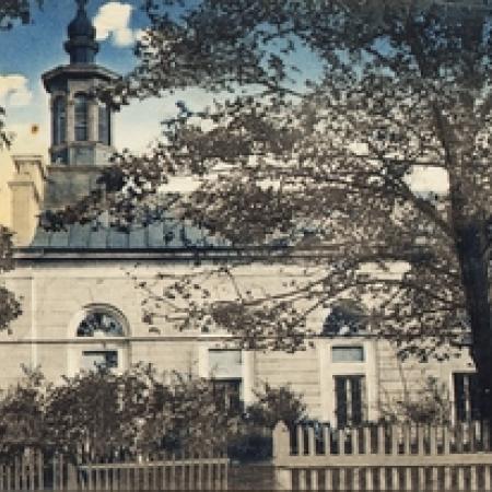 Zdjęcie przedstawia dawny Kościół ewangelicki, zburzony w 1939 r. - zbiory Muzeum Miasta Zgierza