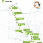 Mapka trasy autobusu nr 10 w Zgierzu