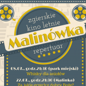 Plakat z wakacyjnym repertuarem kina letniego