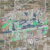mapka terenu po byłym Zakładzie Przemysłu Barwników „Boruta” w Zgierzu