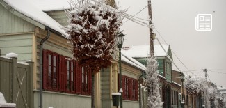 Park Kulturowy Miasto Tkaczy zimą