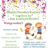 Bal karnawałowy dla dzieci w MOK plakat