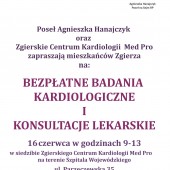 Bezpłatne badania kardiologiczne plakat