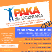 Plakat promujący zgierski finał akcji "Paka dla Uczniaka"