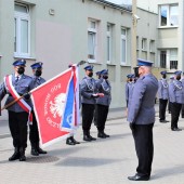 Obchody Święta Policji w 2020 r. na dziedzińcu Komendy Powiatowej Policji w Zgierzu