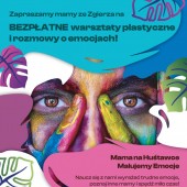 Plakat promujący projekt "Mama na Huśtawce – malujemy emocje"