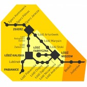 Mapka połączeń objętych biletem strefowym ŁKA